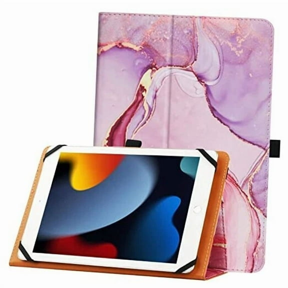 BEST- Universal Case For 9Inch 10Inch Tablet, Stand Folio, Protective Marble Pink