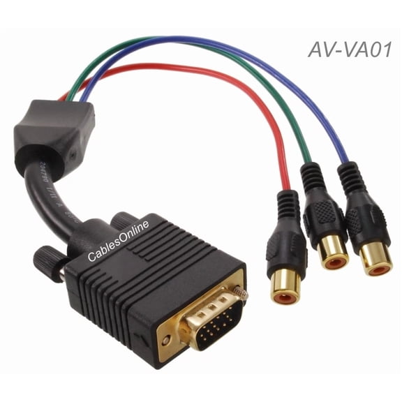 BEST- Vga Male To Component 3-Rca Female Cable For Hd Projectors W/ Vga Input, Av-Va01