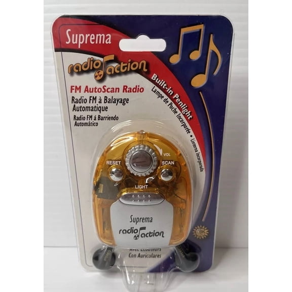 BEST- Vintage Suprema Radio Action Fm Autoscan Radio Orange Penlight Brand New