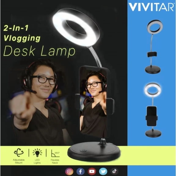BEST- Vivitar Creator Series 2 In 1 Vlogging Desk Lamp