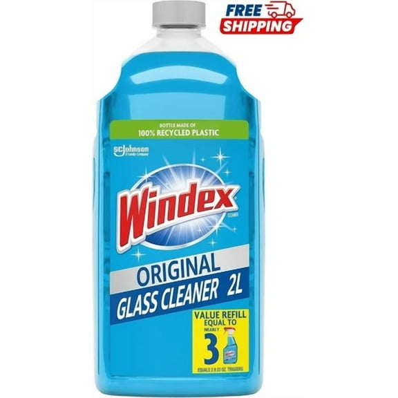 BEST- Windex Glass Cleaner Spray Refill, Original Blue Window Cleaner Works On Smudges