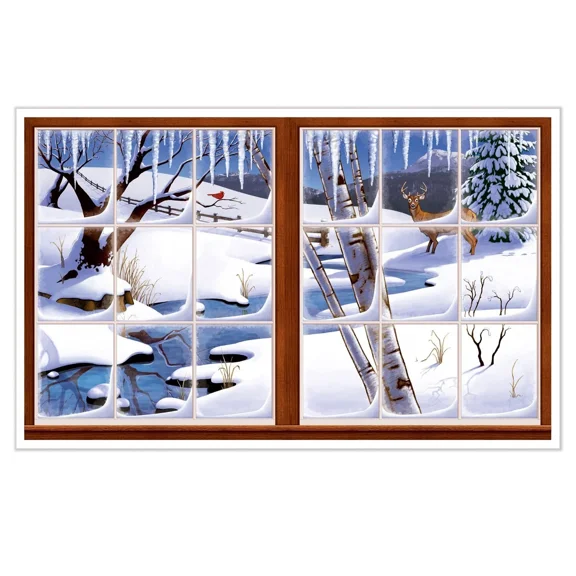 BEST- Winter Window Christmas Holiday Party Backdrop Instaview Wall Decoration
