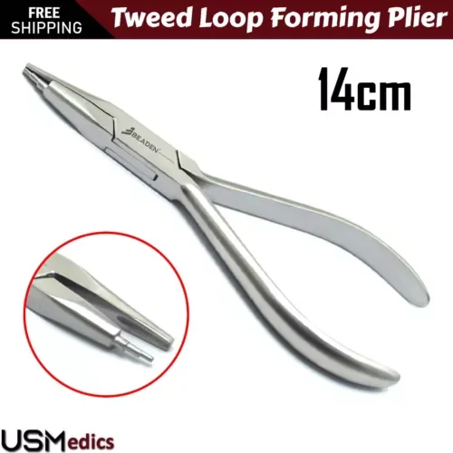 BEST- Wire Bending Tweed Loop Forming Plier Concave Beak Serrated Tip Lab Instruments