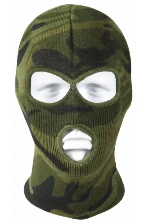 BEST- Woodland Camouflage Winter Cold Weather Three Hole Acrylic Military Face Mask