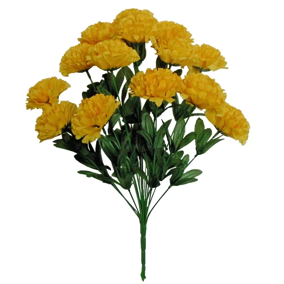 BEST- Yellow 14-3.5" Carnation 20" Bush Silk Flower Home Holiday Wedding Decor Outdoor