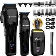 BESTBOMG  Hair Clippers for Men, Professional Hair Clippers, Beard Trimmer& Rechargeable Shaver Set, Metal T-Blade, LED Display, Barber Hair Cutting Kit for Men Grooming & Gifts, BS-808A Black