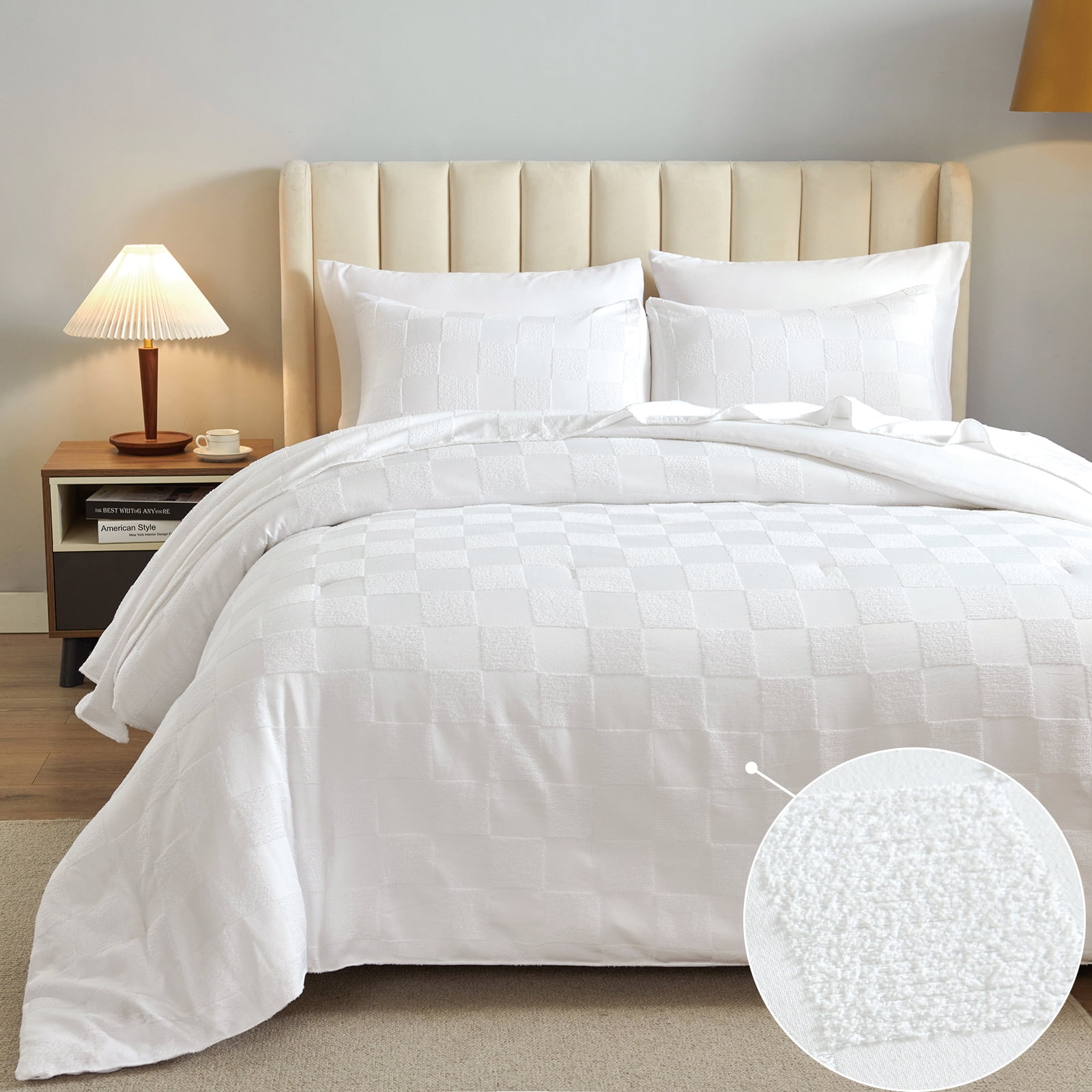 BESTCHIC White Queen Size Comforter Set 7 Pieces Reversible Queen