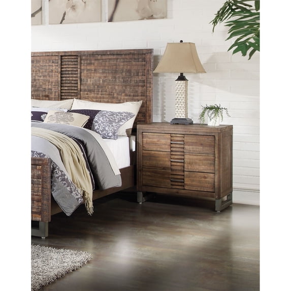 BESTCOSTY Nightstand, Wooden Bedside Table with 3 Drawers