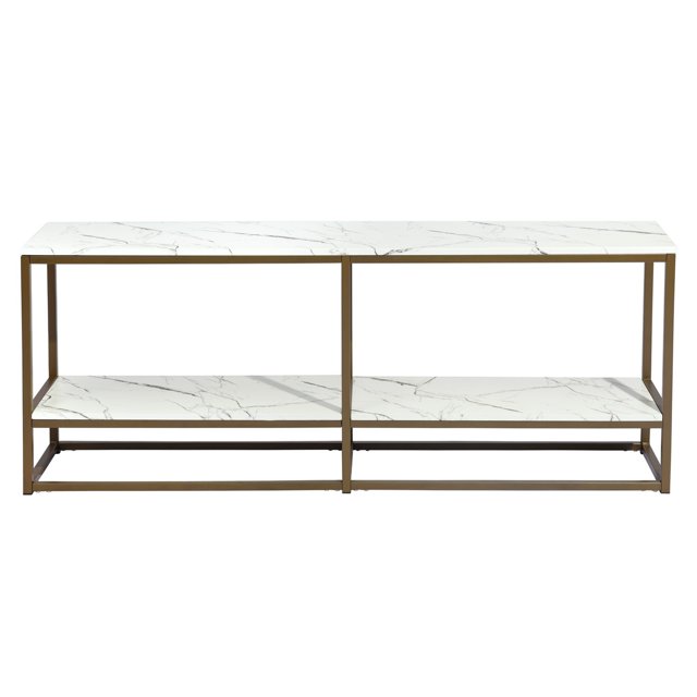 BESTCOSTY TV Metal Gold Frame TV Stand for Living Room with
