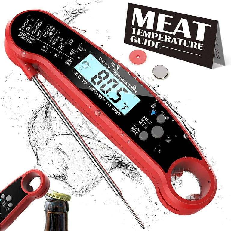 IP67 Instant Digital Meat Thermometer Food Water Milk Temperature Meter For  Outdoor Cooking BBQ Kitchen Magnet Corkscrew Backlit - AliExpress
