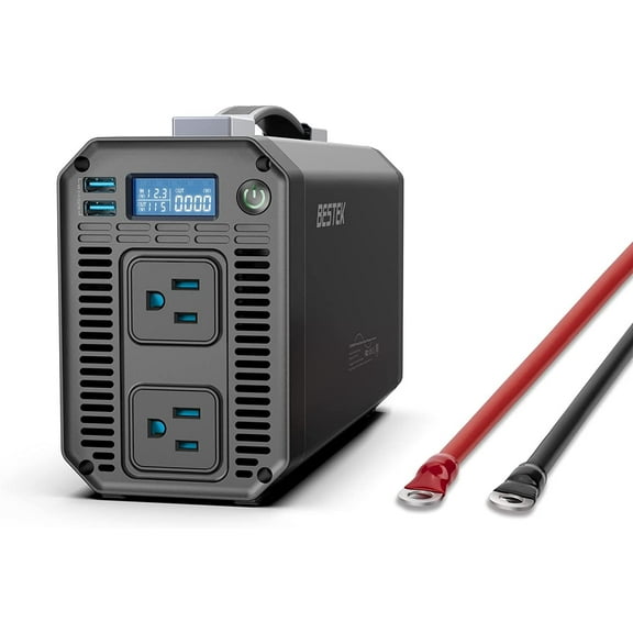 BESTEK 1200W Car Power Inverter DC 12V to 110V AC Pure Sine Wave Converter with Digital LCD Display Dual USB Charge & Dual AC Outlet, Safety Certification