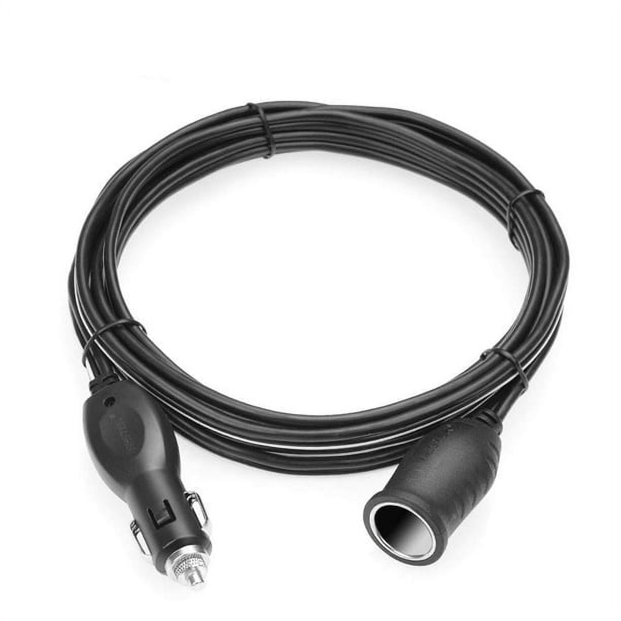 BESTEK 12ft 12V 24V Cigarette Lighter Extension Cord with Plug Socket,Black