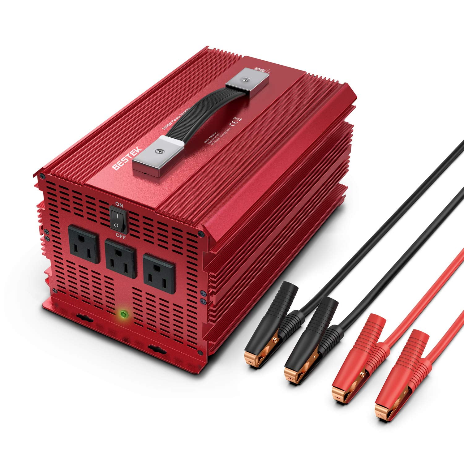 BESTEK 2000W Power Inverter 3 AC Outlets DC 12V to 110V AC Car Power