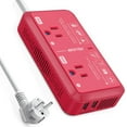 thumbnail image 1 of BESTEK 2000W Travel Voltage Converter, All-in-one Power Converter, Power Step Down 240V to 120V Travel Converter with 2.4A 2-Port USB Charging for Hair Dryer/Curling Iron/Phone, Red, 1 of 7