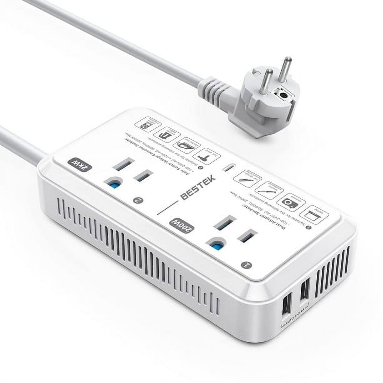 BESTEK 2000W Travel Voltage Converter, Europe Travel Adapter, Power