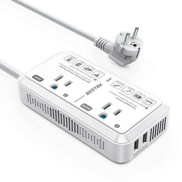 BESTEK 2000W Travel Voltage Converter, USA to Europe Adapter, 240V to