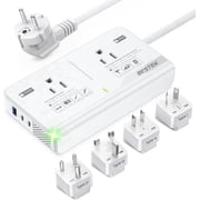 BESTEK 2000W Universal Travel Adapter, 220V to 110V Voltage Converter US to Europe with 2 USB C Ports & 1 USB-A Port for EU/UK/AU/US/India Plug Power Adaptor, Step Down Transformer Outlet