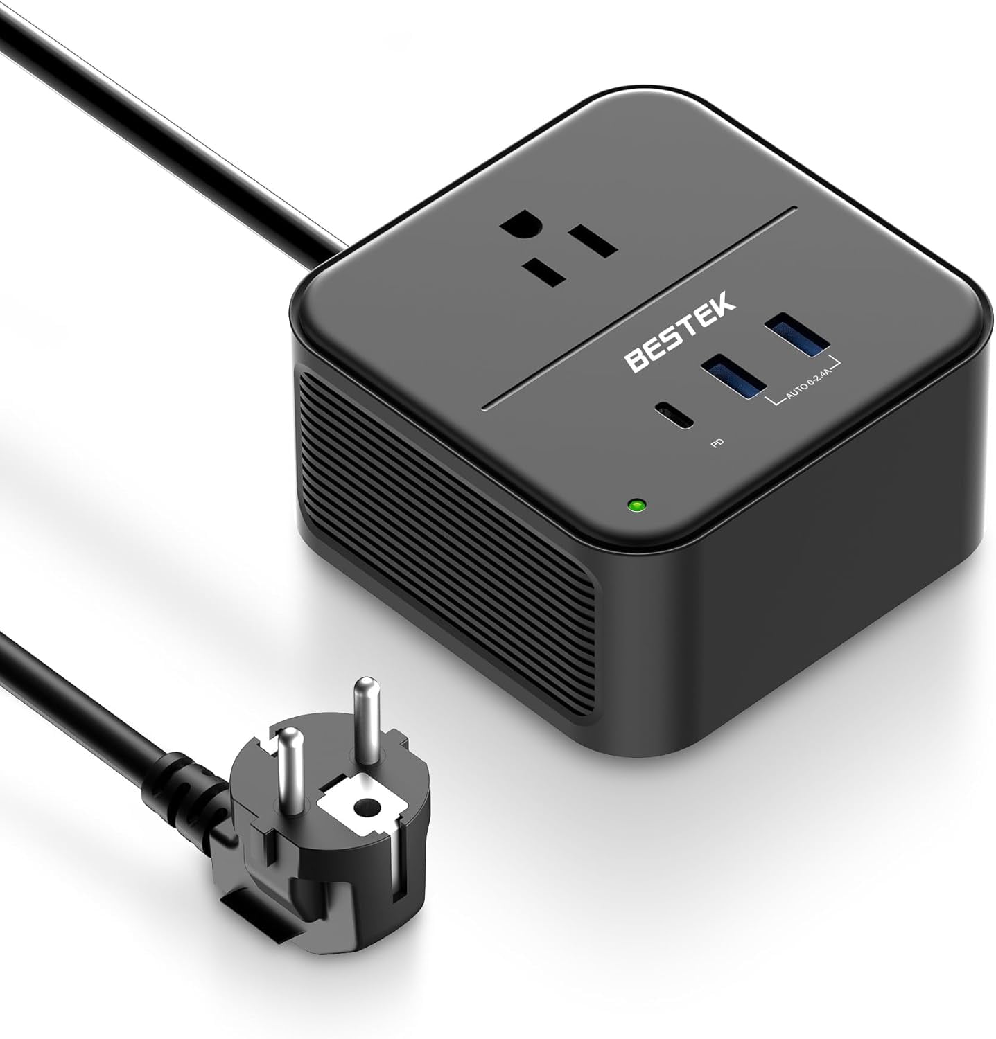 BESTEK 2000W Voltage Converter with PD 35W USB-C, US to Europe (EU/Italy/France) Travel Adapter, 220V to 110V Converter for Hair Dryer/Curling Iron/Phone, Black