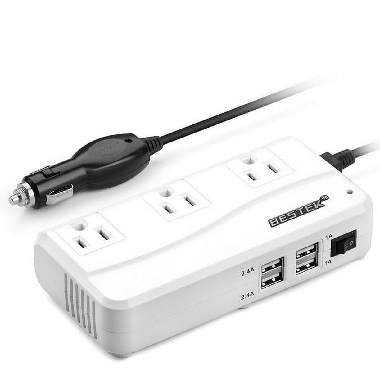BESTEK 200W Power Inverter DC 12V to 110V AC Inverter with 4.2A 4-Port USB Car Adapter ETL Listed,White