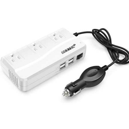 BESTEK 200W Power Inverter for Car,Lightning Fast DC 12V to 110V AC Car Power Inverter with 4.2A 4-Port USB Car Converter Adapter