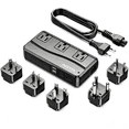 thumbnail image 1 of BESTEK 250W Travel Voltage Converter, 220V to 110V Step-Down Adapter with 4 USB Ports - US/AU/EU/UK/India/South Africa Worldwide Plug Adapter (Black), 1 of 8