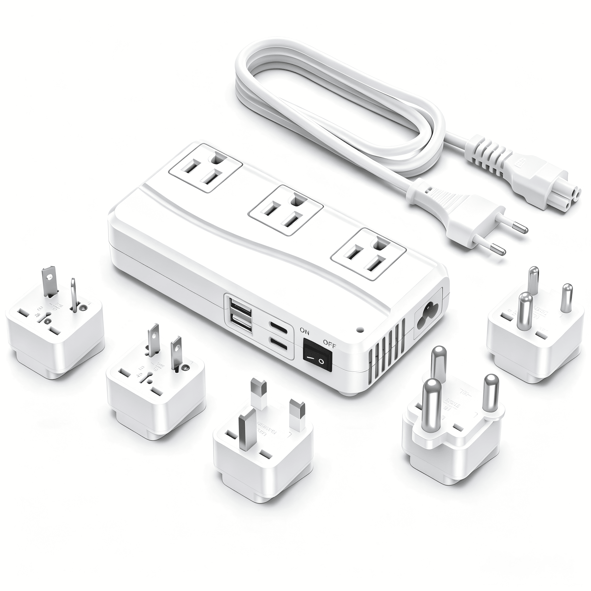 BESTEK 220V to 110V Step Down Voltage Converter 300W, 2-in-1 International Travel Plug Adapter & Power Converter, 2 USB-C PD 20W Fast Charging + 2 USB-A, US to Europe UK/AU/JP/India/South Afric