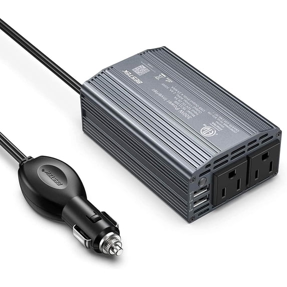 BESTEK 300W 4.2A Dual USB Power Inverter for Car DC 12V to 110V AC Car power Inverter Car Adapter,Gray