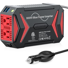 BESTEK 300W Pure Sine Wave Car Power Inverter, DC 12V to 110V AC Converter with Dual USB Fast Charging Ports, Vehicle Plug-in Outlet for Phone, Laptop and Electronics