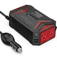 thumbnail image 1 of BESTEK 300W Car Power Inverter DC 12V To 110V AC Pure Sine Wave Dual USB Fast Charge Safety Certification, Black, 1 of 10
