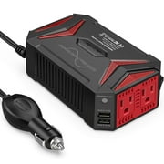 BESTEK 300W Car Power Inverter DC 12V To 110V AC Pure Sine Wave Dual USB Fast Charge Safety Certification, Black