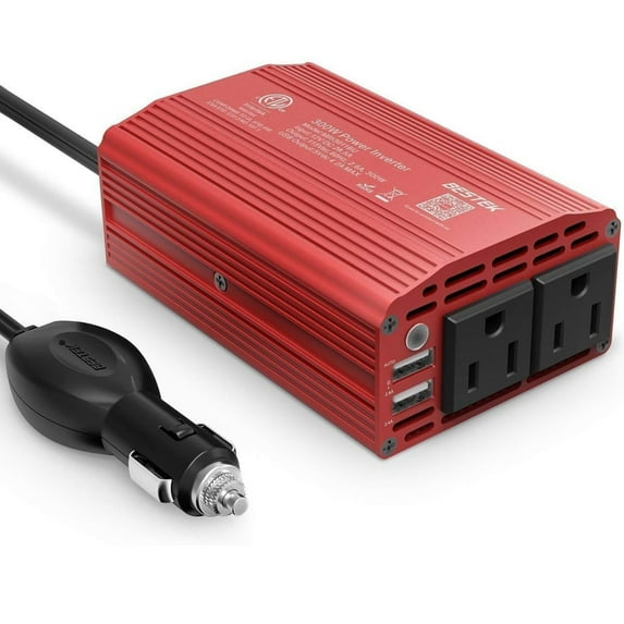 BESTEK 300W Power Inverter DC 12V to 110V AC Car Inverter with 4.2A Dual USB Car Adapter
