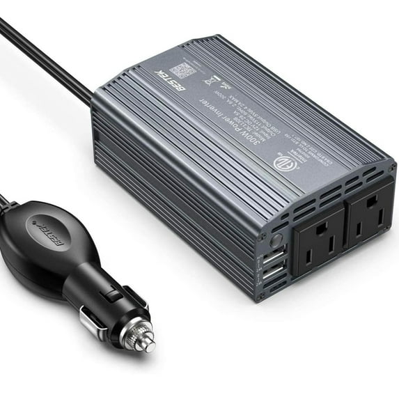 BESTEK 300W Power Inverter DC 12V to 110V AC Car Inverter with 4.2A Dual USB Car Adapter (Grey)