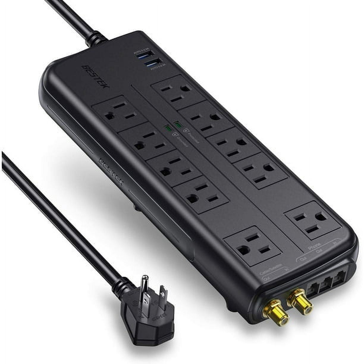 BESTEK 4000 Joules Surge Protector with 2 2.4A USB Ports, Power Strip