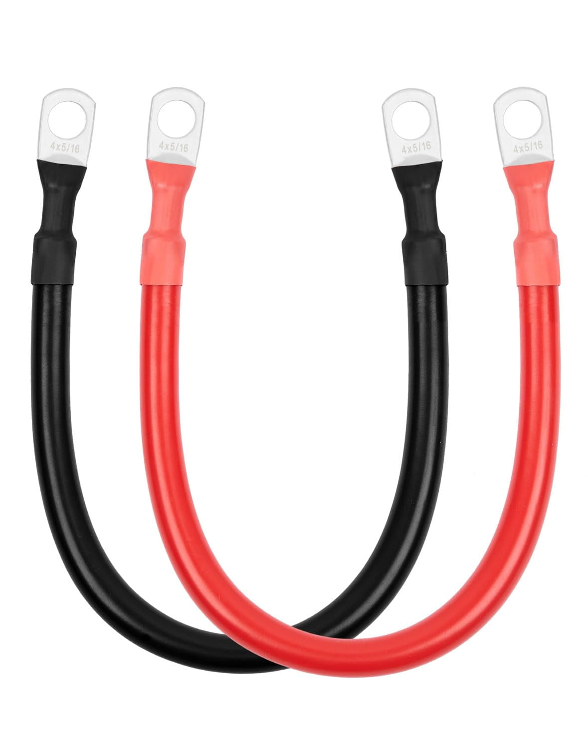 BESTEK 4AWG Battery Cables 5/16" in Lugs, 4 Guage 12 inch Pure Copper Red and Black Power Inverter Cables with Terminals for Solar, RV, Car, Boat, (Positive and Negetive) C33