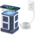 thumbnail image 1 of BESTEK 8 Outlet 6 USB Power Strips Tower, Surge Protector with 10W Wireless Charger & PD20W USB C, 4000Joules, 5ft Cord, Blue, 1 of 8