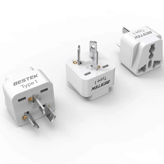 BESTEK Australia, New Zealand Travel Plug Adapter, Grounded Universal Type I Plug Adapter AU to US Adapter - Ultra Compact for Australia, New Zealand, China and More, 3 Pack