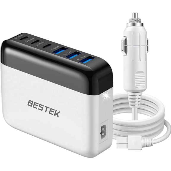 BESTEK Car Charger USB C 6-Port 125W Multi-Port Fast Charger, PD 30W QC 3.0 Super Fast Charging Cigarette Lighter Adapter with 14A Fuse Compatible for iPhone 17/16/15, S25/S24/S23, Tablet, Dash Cam