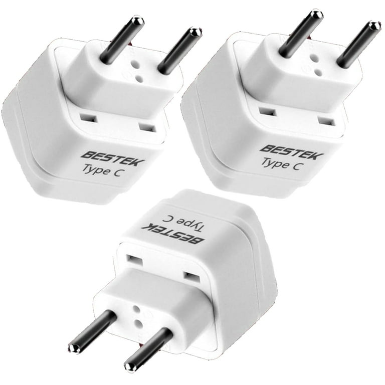 BESTEK 3 Pack European Travel Plug Adapter, Grounded Universal