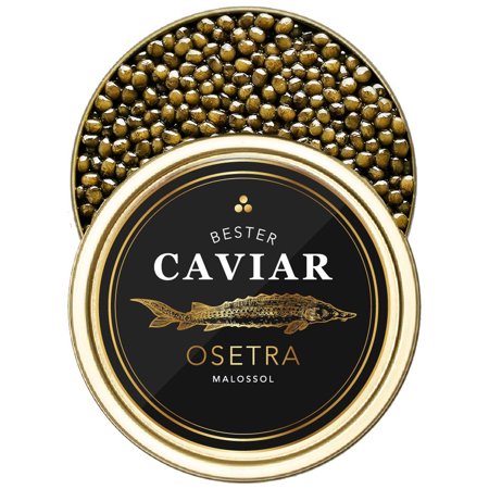BESTER Premium Osetra Sturgeon Black Caviar - 3.50 oz (100g) - Malossol Ossetra Black Roe