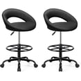 thumbnail image 1 of BESTFAIR Office Drafting Chair - Bar Stools with Back Support, Adjustable Foot Rest and Wheels, Shop Rolling Swivel Chair for Standing Desk Counter Kitchen Salon Home Vanity, Black 2 Pack, 1 of 18