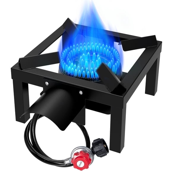 BESTFIRE Propane Burner,100,000 BTUs High Pressure Single Propane Stove with 4.1ft 0-5Psi Adjustable Hose with Regulator,Gas Stove for Outdoor Cooking, Turkey Fry, Seafood Boil