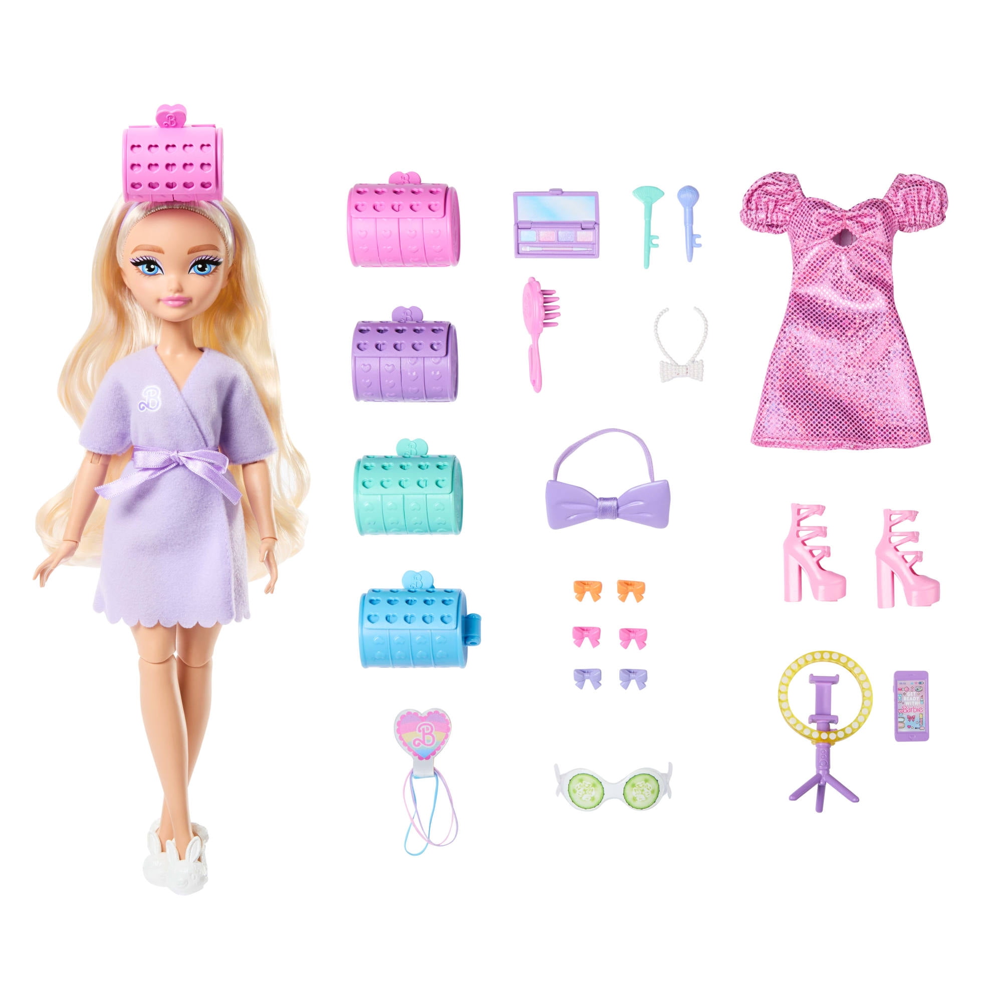 Barbie Dream Get Ready with Barbie Barbie Malibu Fashion Doll with Surprise Accessories and 15+ Looks