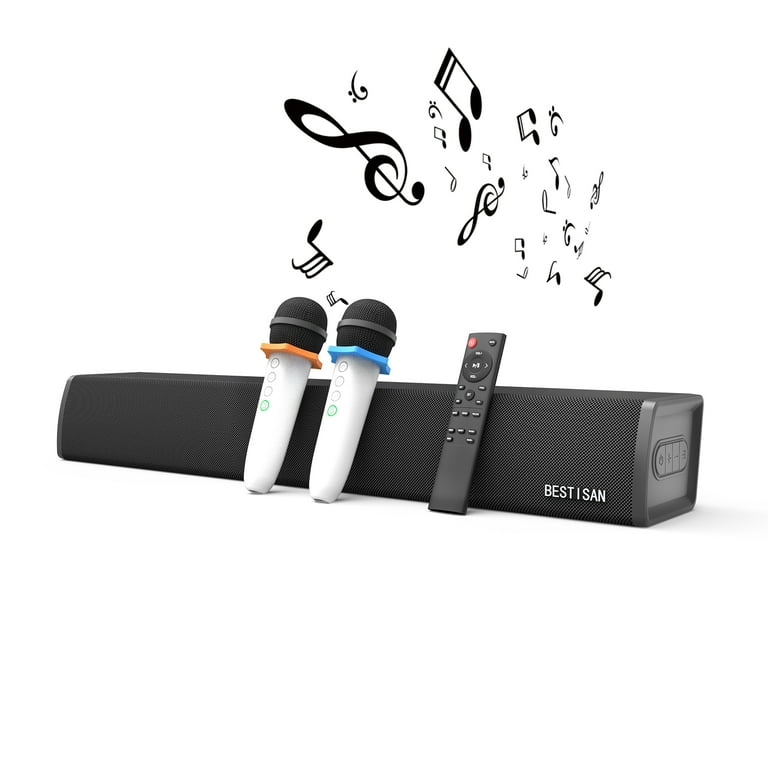 BESTISAN Bluetooth 5.0 Karaoke Soundbar, 2 Wireless