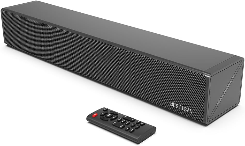 BESTISAN Sound Bars for TV, 16.5 Inches Sound Bar with Optical, AUX, USB and Bluetooth Inputs
