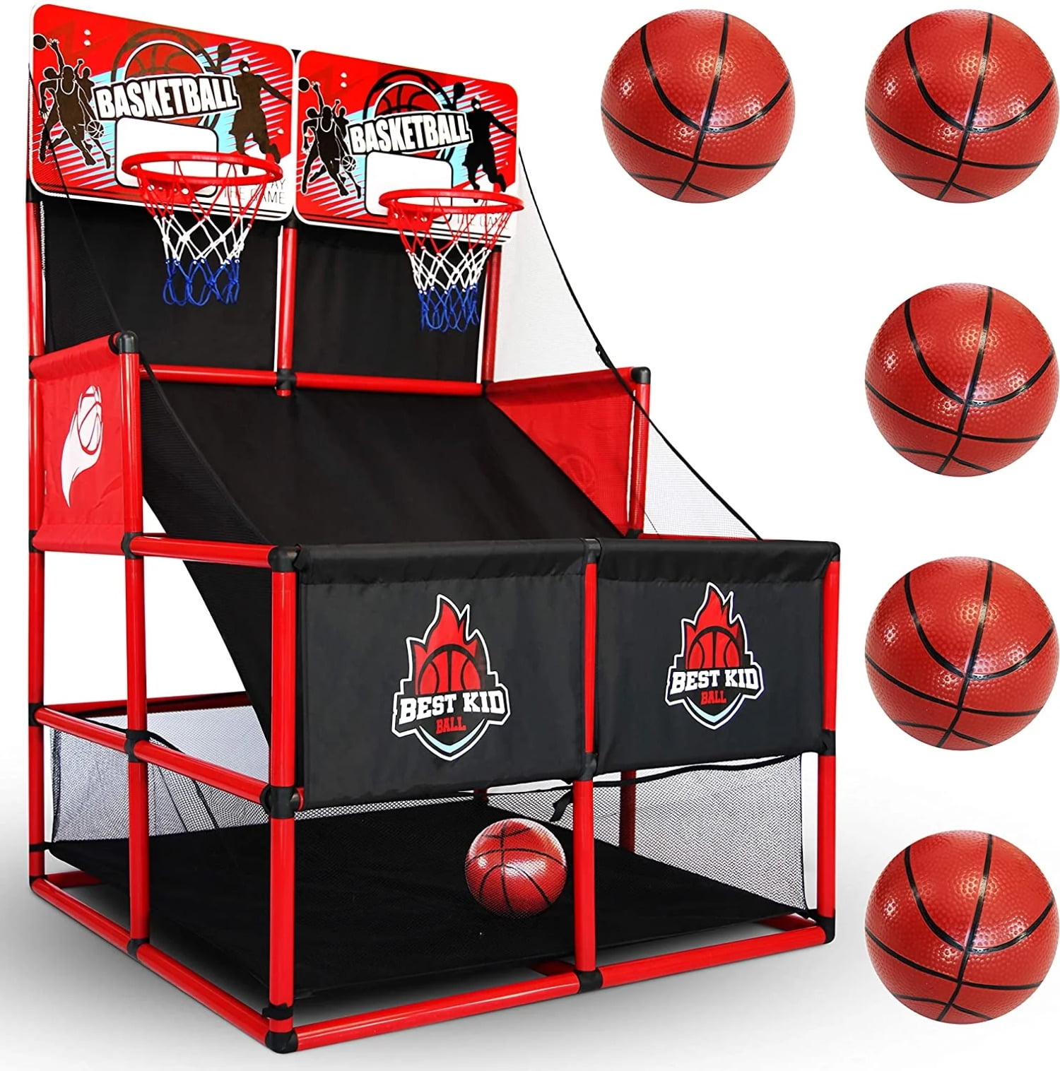 BESTKID BALL Kids Basketball Hoop Double Shot System Arcade Game Set