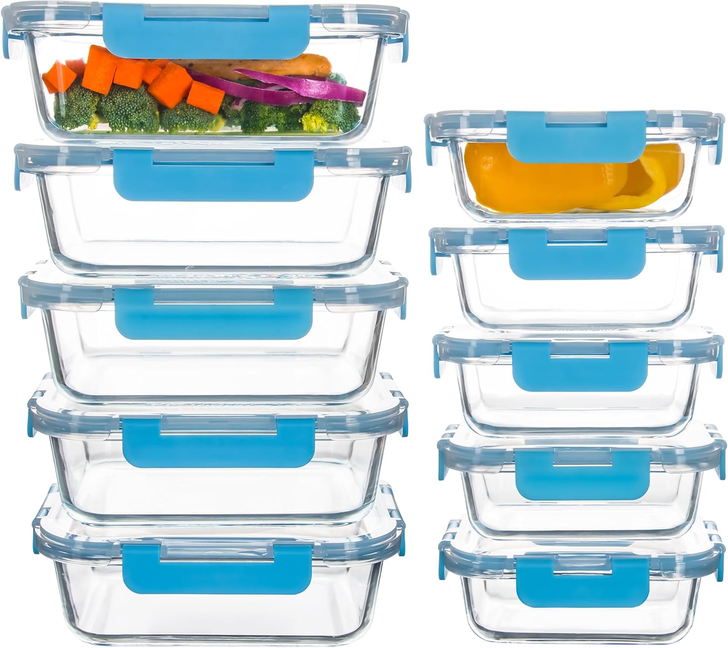 BESTKITTY 10 Pa Glass Food Storage Containers with Airtight Lids, Ideal ...