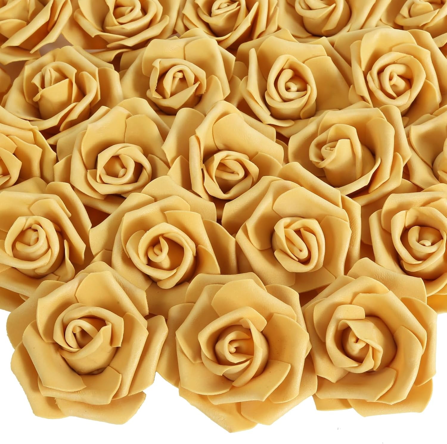 BESTKITTY 100 PCS Foam Flower Bulk Gold Rose Arti Foam Roses Fake ...