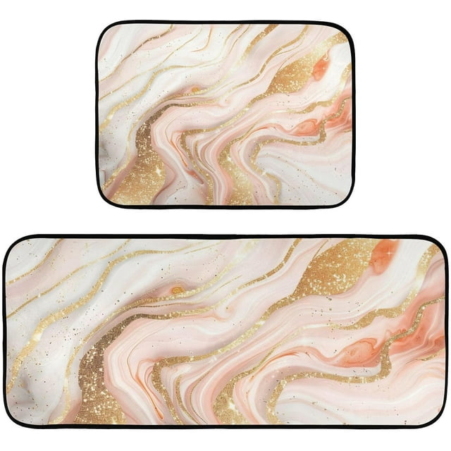 BESTKITTY [2 PCS Marble Pattern Anti Fatigue Mats for Kitchen Floor Non