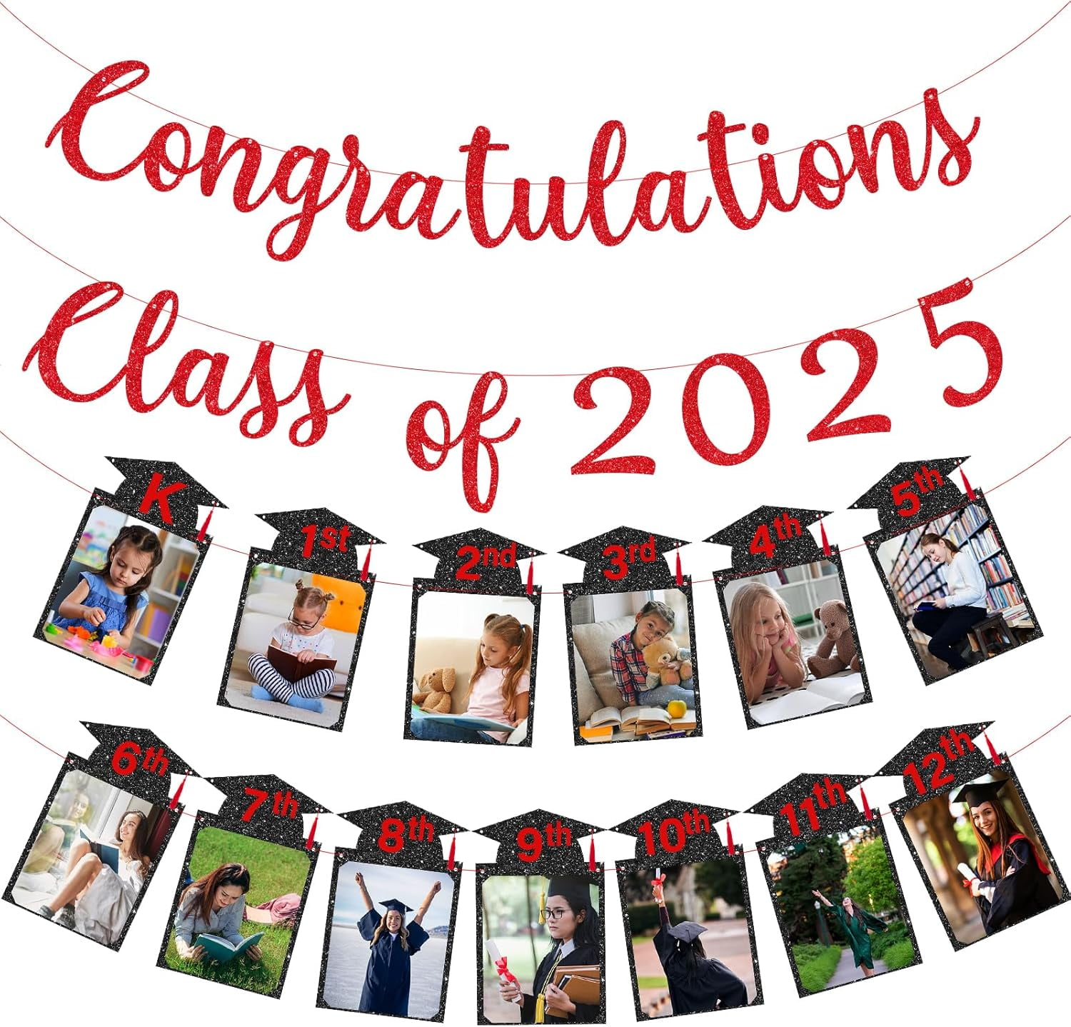 BESTKITTY 2025 Graduation P Banner Decorations, Red Congrats Grad ...
