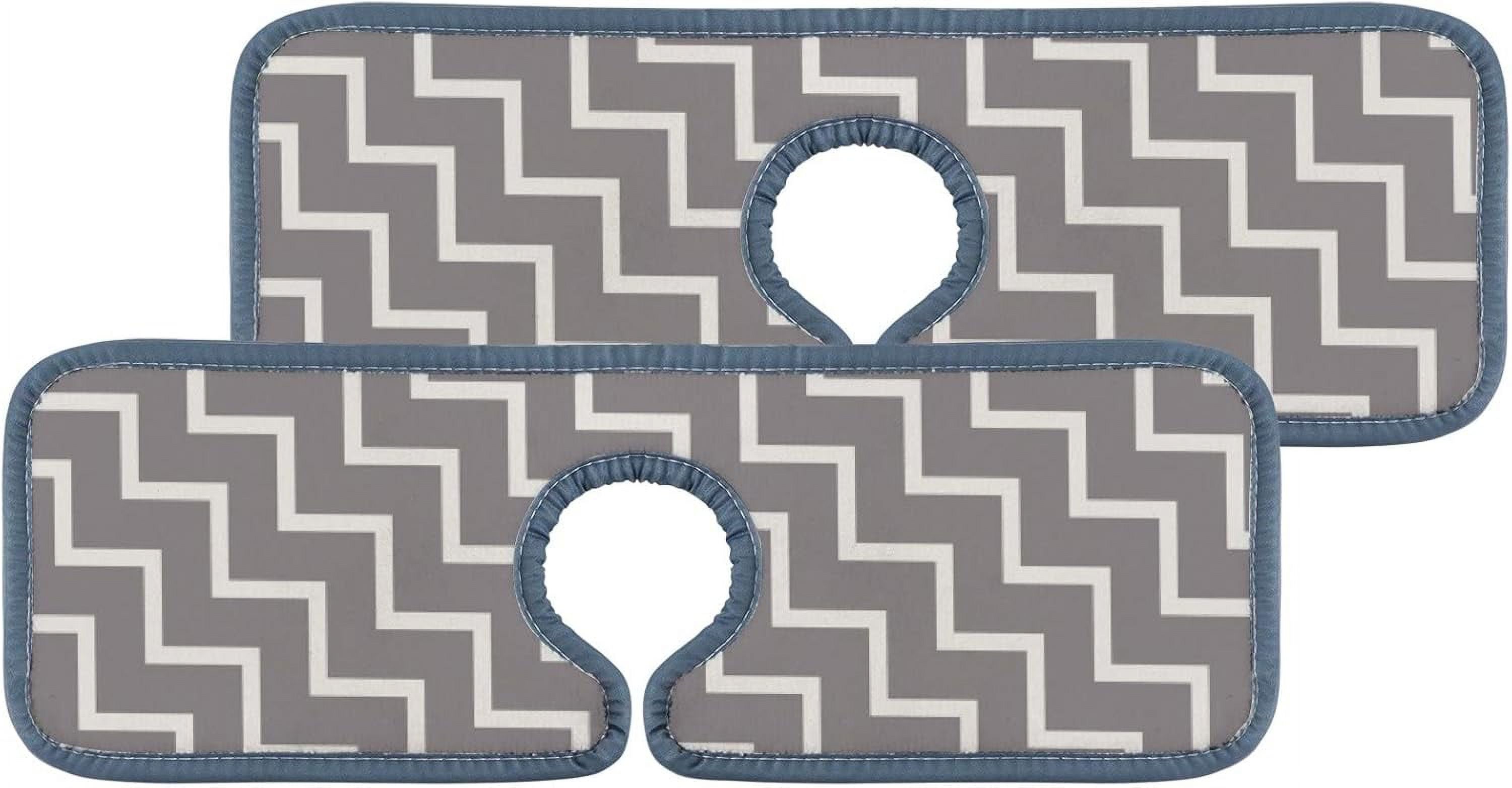 BESTKITTY 4 Pack Absorbent Faucet Drying Mat White Line in Grey for